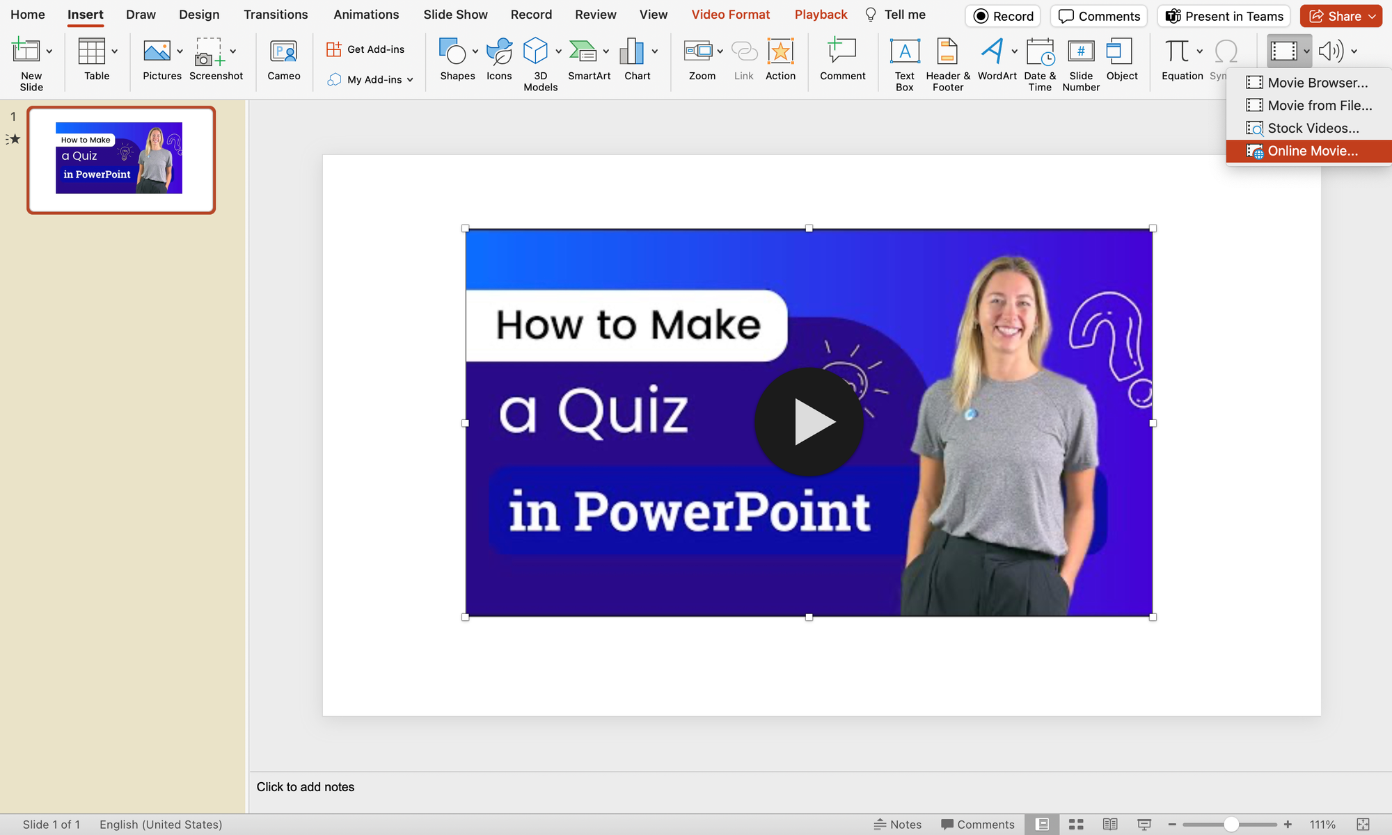 PowerPoint insert online videos
