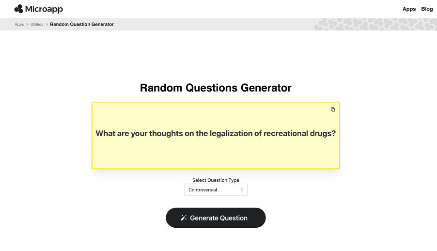 Microapp Random Question Generator