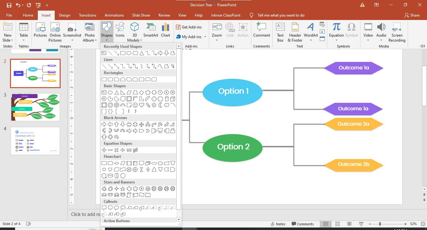 Make a decision tree in PowerPoint using Shapes