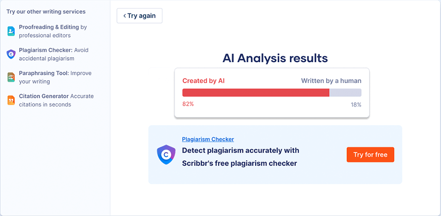 Scribbr AI 检测器