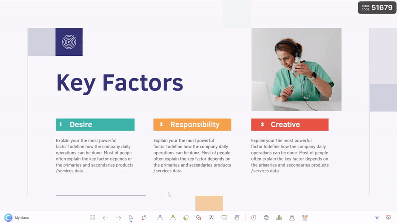 penunjuk laser dengan dakwat yang hilang dan lampu sorot dalam PowerPoint